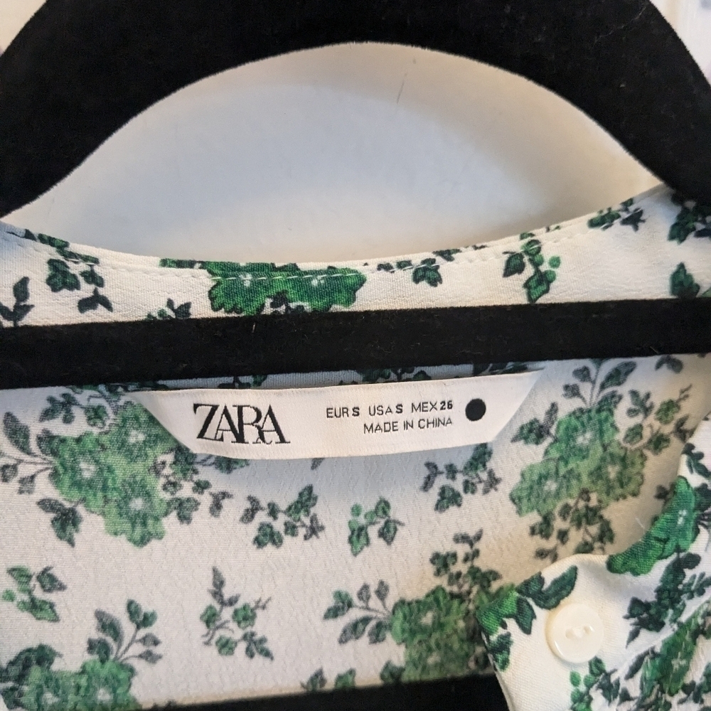 Zara Oyster White And Green Floral Maxi Dress - Picture 4 of 6